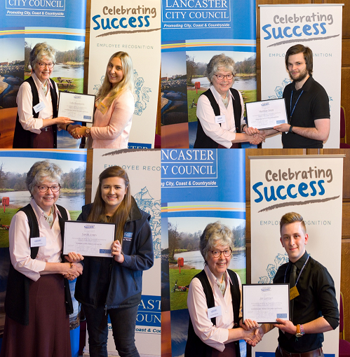 Some of our successful apprentices - clockwise from top left Lydia, Matthew, Jak and Sarah